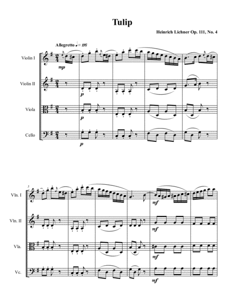 Free Sheet Music Tulip