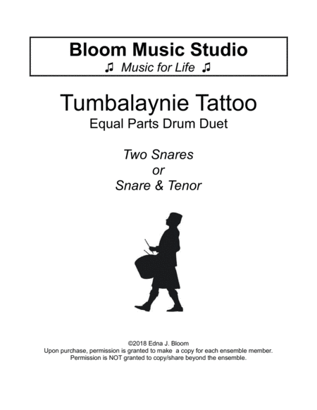 Tumbalaynie Tattoo Elementary Drum Duet Sheet Music