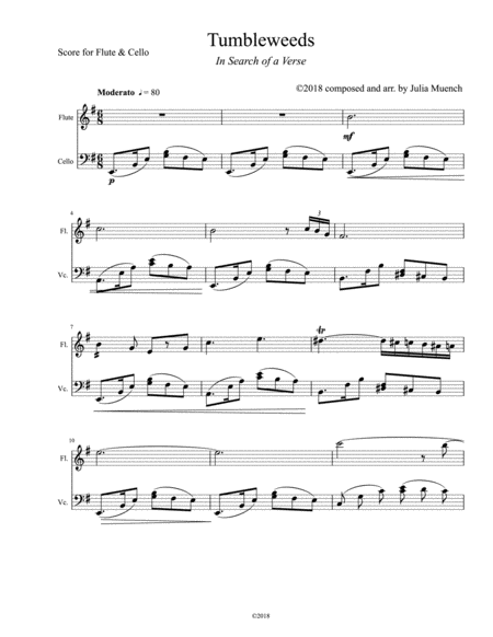 Tumbleweeds Duo For Flute And Cello Sheet Music