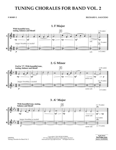 Tuning Chorales For Band Volume 2 F Horn 2 Sheet Music