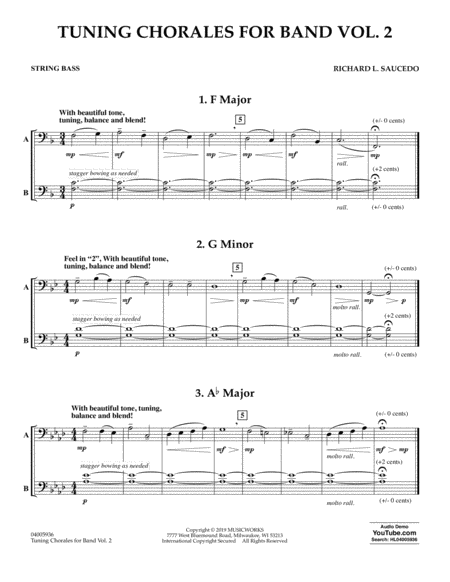 Free Sheet Music Tuning Chorales For Band Volume 2 String Bass
