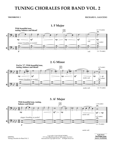 Free Sheet Music Tuning Chorales For Band Volume 2 Trombone 2