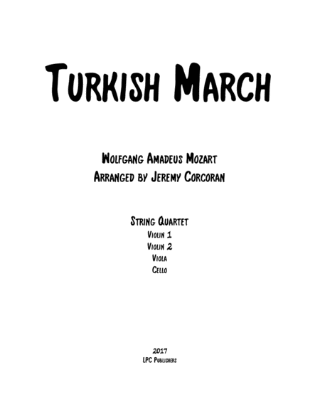 Free Sheet Music Turkish March For String Quartet