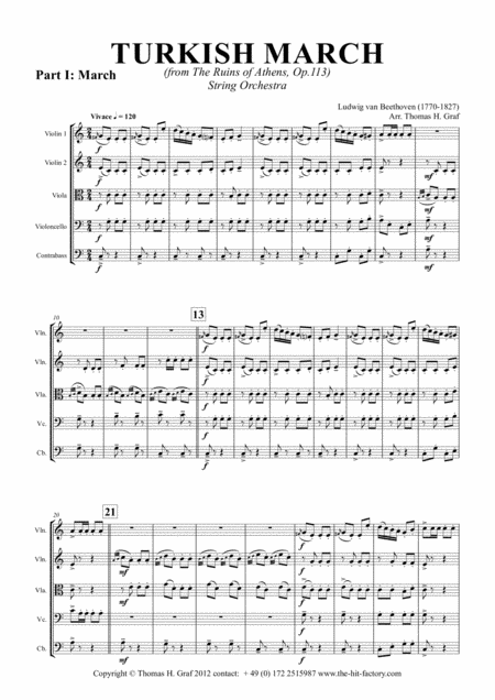 Free Sheet Music Turkish March Laendler Beethoven String Orchestra
