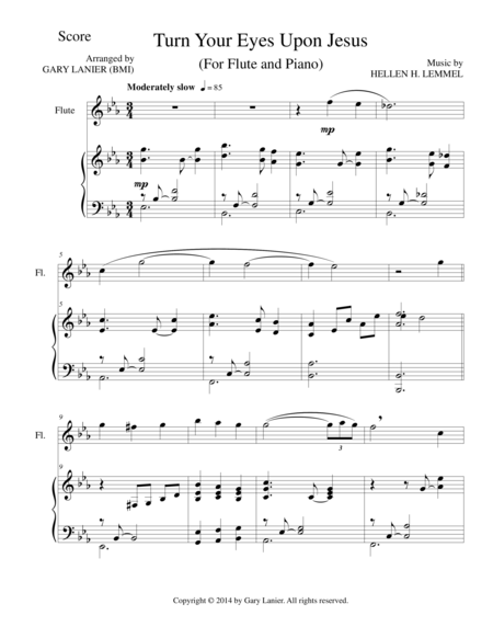 Free Sheet Music Turn Your Eyes Upon Jesus Flute Piano And Flute Part