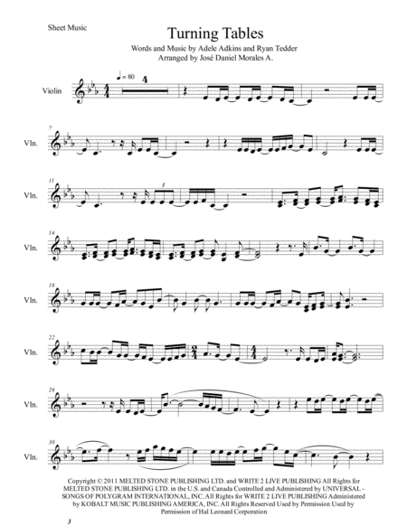 Free Sheet Music Turning Tables For Violin