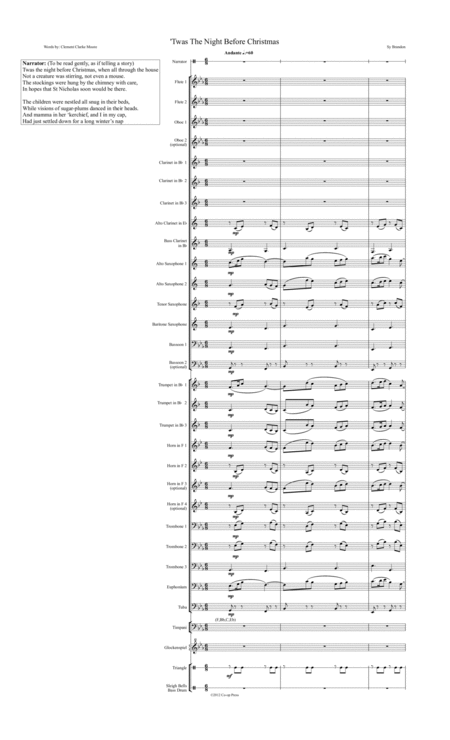 Twas The Night Before Christmas For Concert Band And Narrator Sheet Music