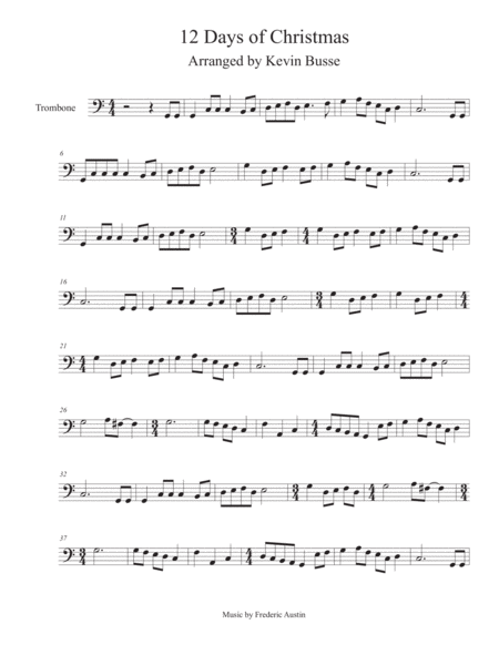 Free Sheet Music Twelve 12 Days Of Christmas Trombone