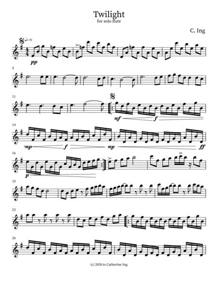 Free Sheet Music Twilight For Solo Flute