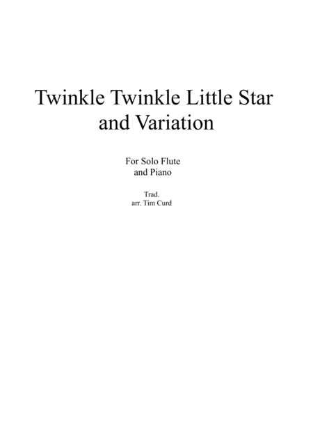 Free Sheet Music Twinkle Twinkle Little Star And Variation For Flute And Piano