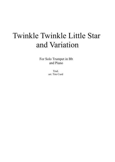 Twinkle Twinkle Little Star And Variation For Trumpet In Bb And Piano Sheet Music