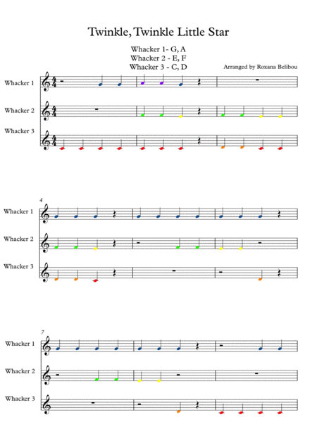 Twinkle Twinkle Little Star For 8 Notes Diatonic Boomwhackers Sheet Music