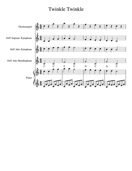 Twinkle Twinkle Little Star Orff Arrangement Sheet Music