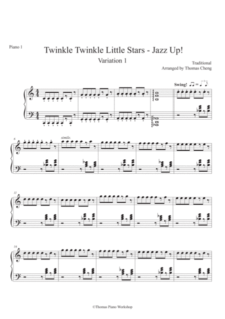 Free Sheet Music Twinkle Twinkle Little Stars Jazz Up