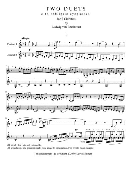 Free Sheet Music Two Duets With Obbligato Eyeglasses For 2 Clarinets