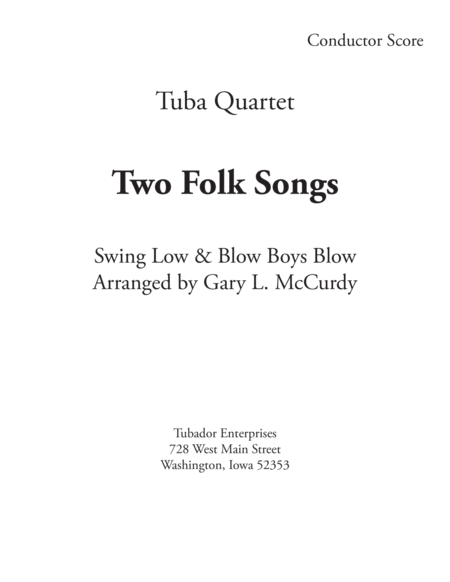 Two Folk Songs For Tuba Quartet Sheet Music