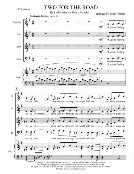 Free Sheet Music Two For The Road Satb Piano