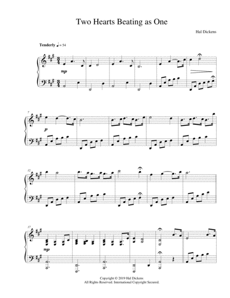 Free Sheet Music Two Hearts Beating As One