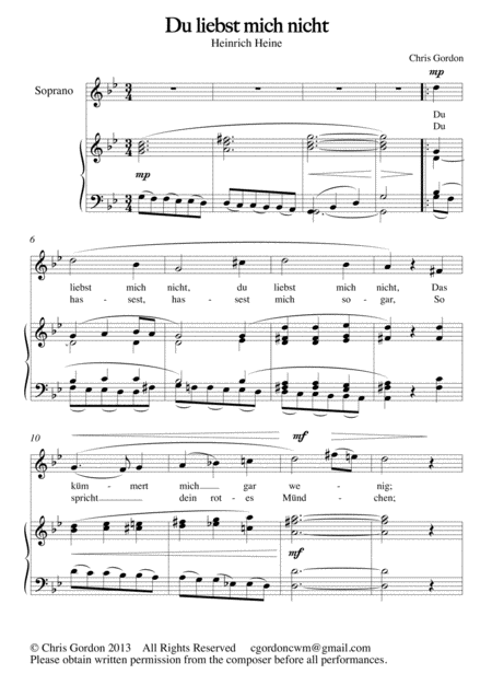 Free Sheet Music Two Heine Songs For Soprano Voice And Piano