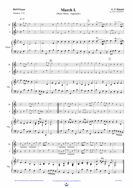 Free Sheet Music Two Marches Water Music