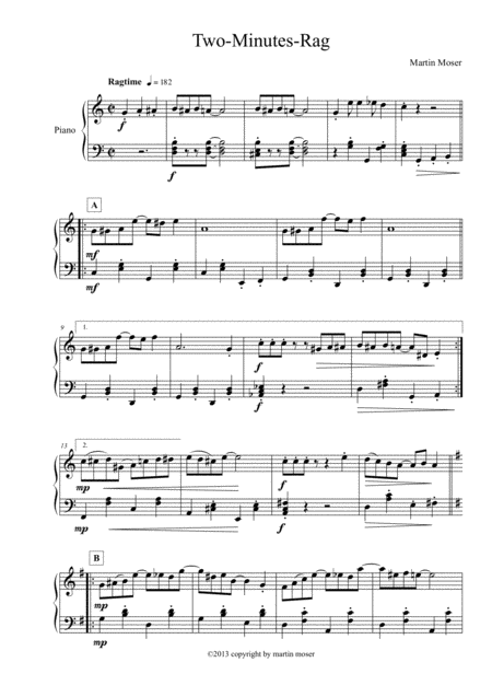 Free Sheet Music Two Minutes Rag