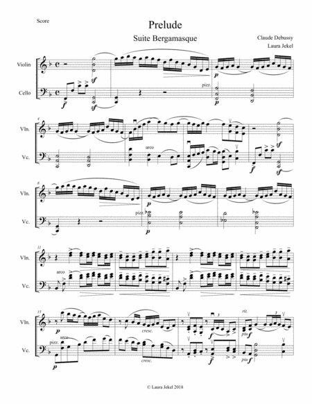 Two Movements From Debussys Bergamasque Suite For Violin And Cello Duet Sheet Music