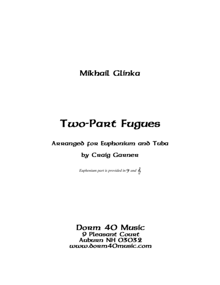 Two Part Fugues For Tuba And Euphonium Or Trombone Sheet Music