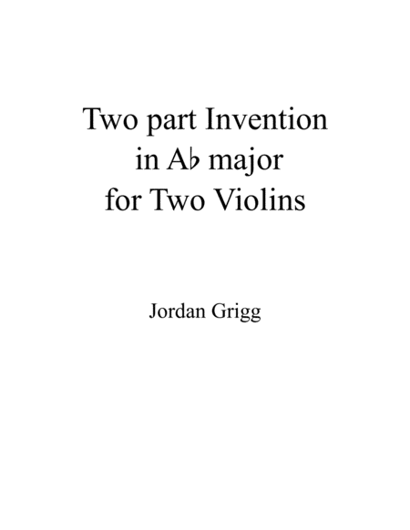 Two Part Invention For Two Violins In A Flat Major Sheet Music