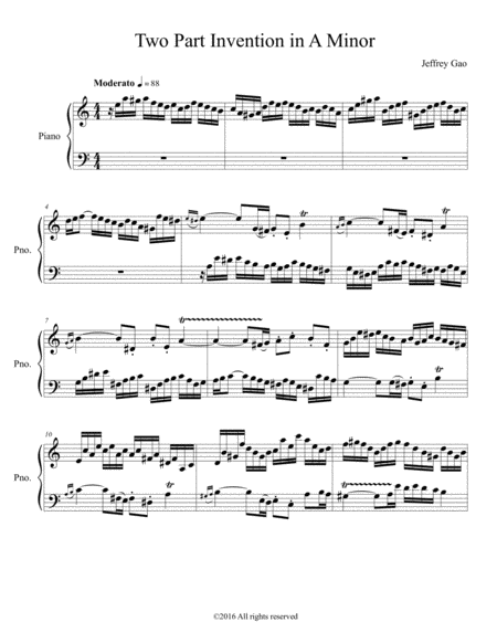 Two Part Invention In A Minor Sheet Music