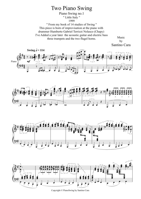 Free Sheet Music Two Piano Swing Little Italy Santino Cara
