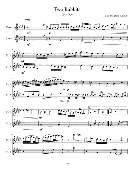 Free Sheet Music Two Rabbits