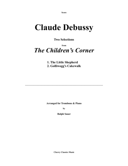 Free Sheet Music Two Selections From The Childrens Corner For Trombone Piano