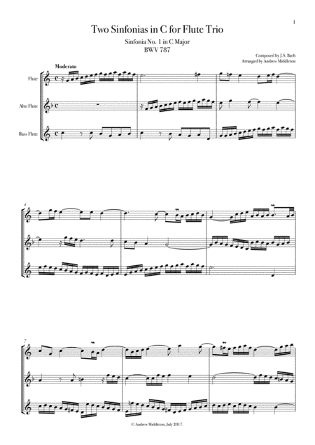 Two Sinfonias In C For Flute Trio Sheet Music