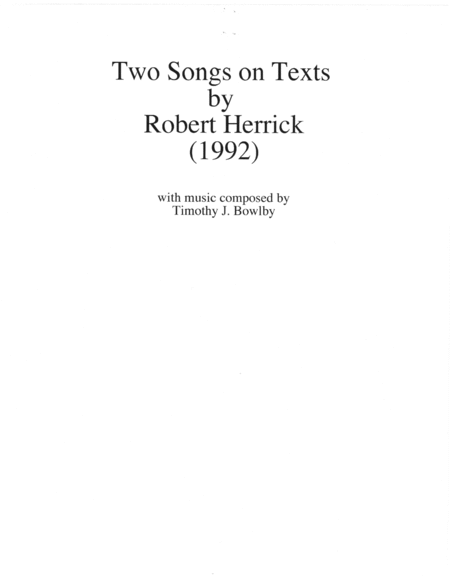 Two Song On Texts By Robert Herrick Sheet Music