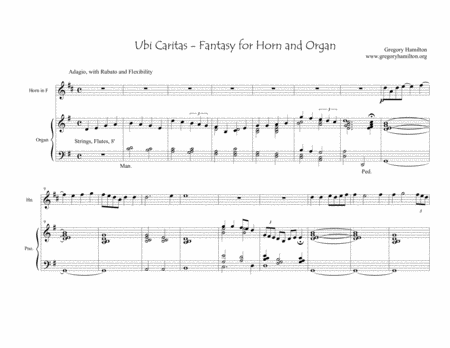 Ubi Caritas Fantasy For Horn And Organ Sheet Music