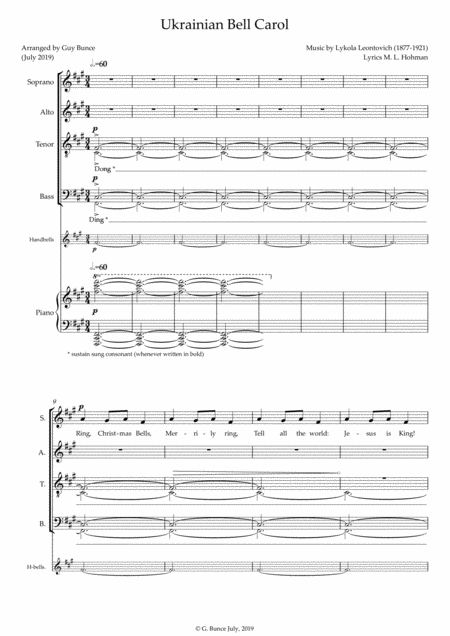 Free Sheet Music Ukrainian Bell Carol