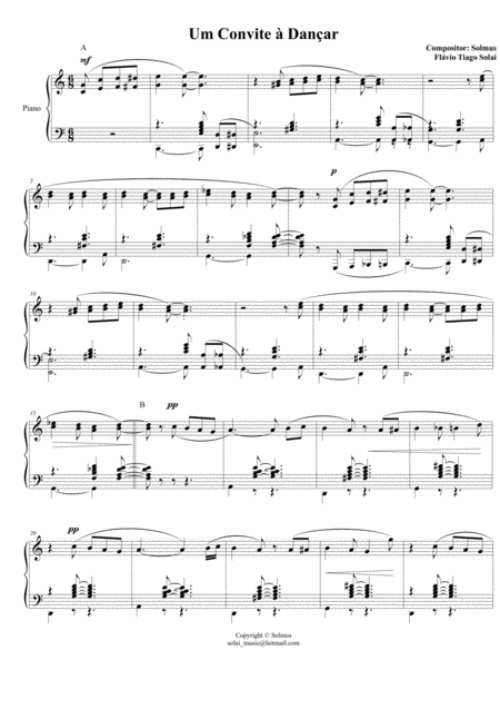 Free Sheet Music Um Convite A Danar Piano Solo