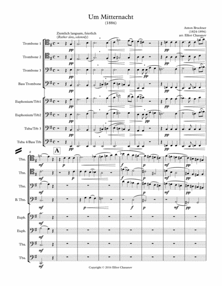 Free Sheet Music Um Mitternacht For 8 Part Trombone Or Low Brass Choir