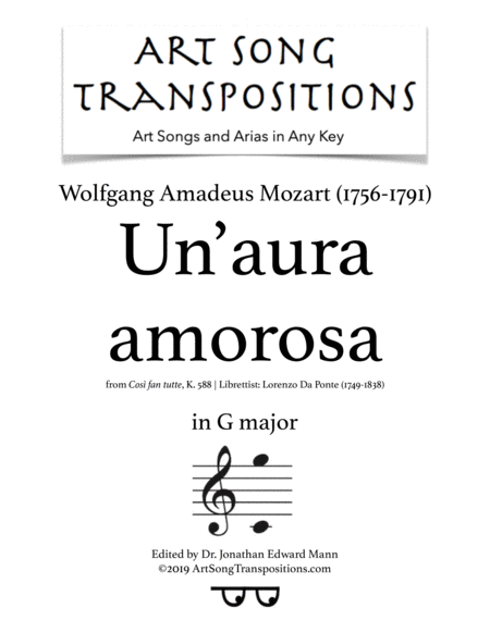 Free Sheet Music Un Aura Amorosa Transposed To G Major