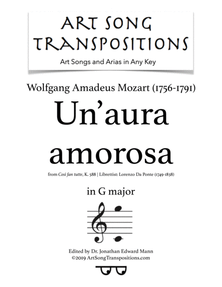 Un Aura Amorosa Transposed To G Major Sheet Music