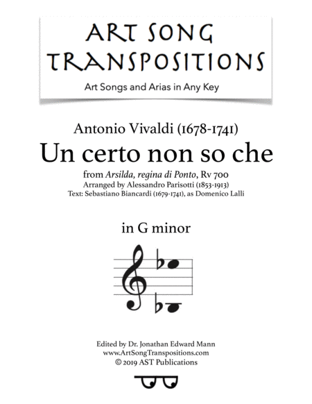 Un Certo Non So Che G Minor Sheet Music