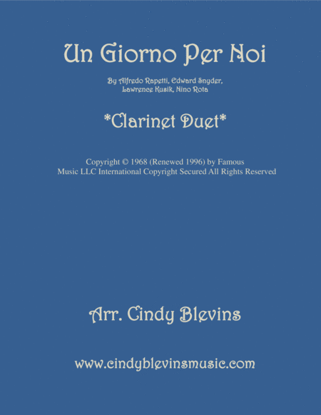 Free Sheet Music Un Giorno Per Noi For Clarinet Duet