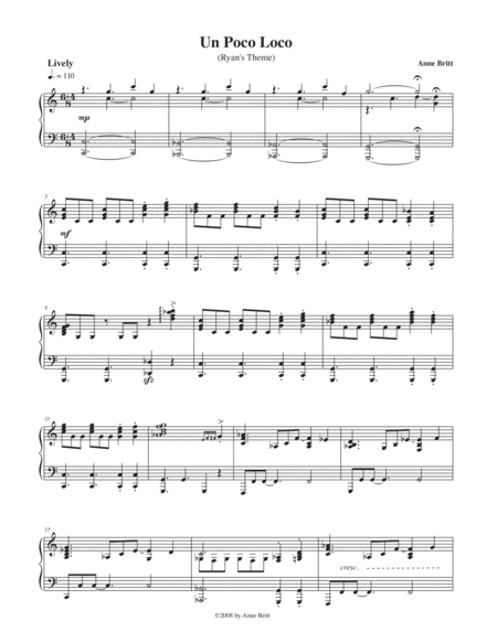 Un Poco Loco Ryans Theme Sheet Music