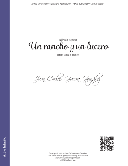 Un Rancho Y Un Lucero A Ranch And A Bright Star High Voice Piano Sheet Music