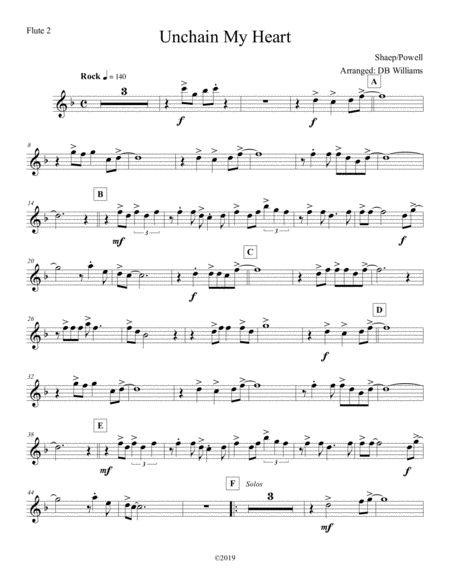 Unchain My Heart Flute 2 Sheet Music