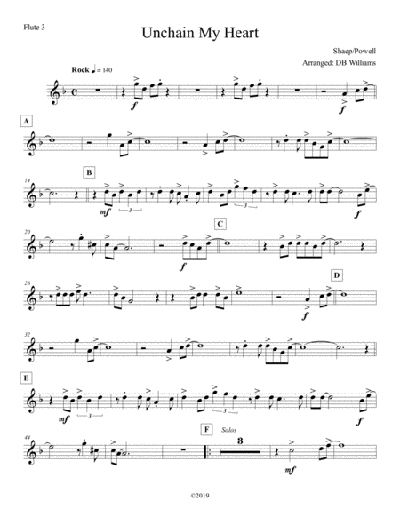 Free Sheet Music Unchain My Heart Flute 3