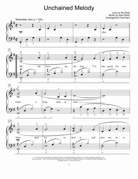 Unchained Melody Arr Fred Kern Sheet Music