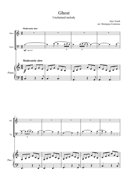 Free Sheet Music Unchained Melody Ghost For Oboe Bassoon And Piano