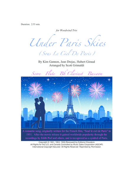 Under Paris Skies Sous Le Ciel De Paris For Woodwind Trio Sheet Music