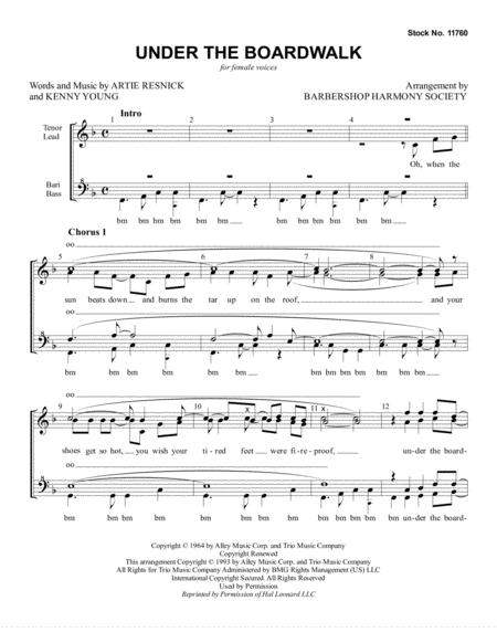 Under The Boardwalk Arr Spebsqsa Inc Sheet Music